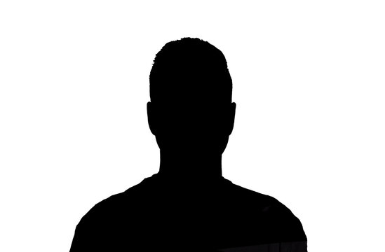 Unknown male person silhouette isolated on white background