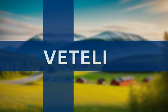 Veteli: Ortsname der finischen Stadt Veteli in der Region Keski-Pohjanmaa auf der finnischen Flagge