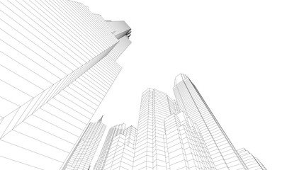 Skyscrapers in the city 3d illustration