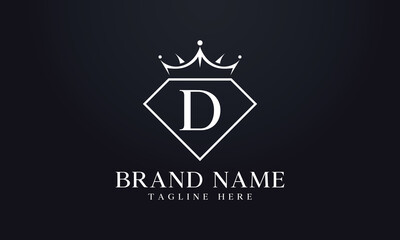 Fototapeta na wymiar Diamond crown logo. Luxury queen logo for jewelry with letters