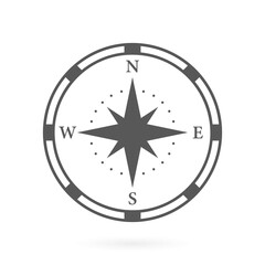 Compass Map Silhouette Icon. Rose Wind Navigation Retro Equipment Glyph Pictogram. Adventure Direction Arrow to North South West East Orientation Navigator Modern Sign. Isolated Vector Illustration