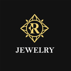 R Letter with Sparkle and Diamond Icon for Jewelry Ring, Necklace, Accessories Retail, Store Business Workshop Logo Template