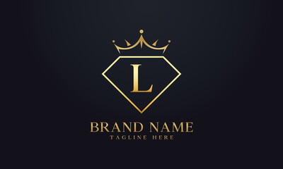 Diamond crown logo. Luxury queen logo for jewelry with letters