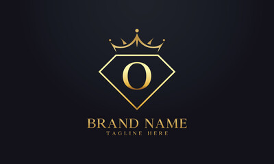 Diamond crown logo. Luxury queen logo for jewelry with letters