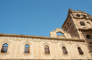 Fototapeta premium The baroque church in Noto with large staircase of San Francesco d'Assisi all'Immacolata.