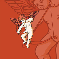 cupid illustration for logo and tshirt design 02