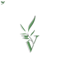 Letter V Floral Icon