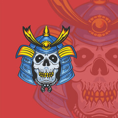 blue samurai illustration for logo and tshirt design