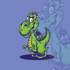 trex dragon illustration for logo and tshirt design