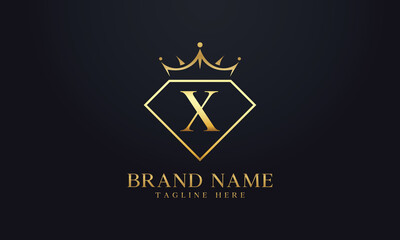 Diamond crown logo. Luxury queen logo for jewelry with letters