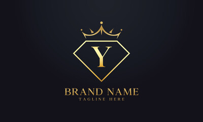 Diamond crown logo. Luxury queen logo for jewelry with letters