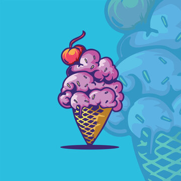 ice cream illustration for logo and tshirt design
