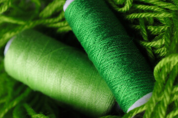 green thread and needle