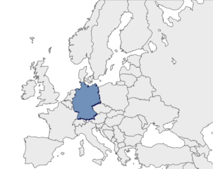 Europe continent with Germany detail flat map. Europe countries outlines. Europe. Transparent background