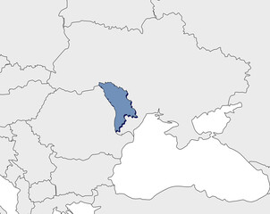 Europe continent with Moldova detail flat map. Europe countries outlines. Europe. Transparent...