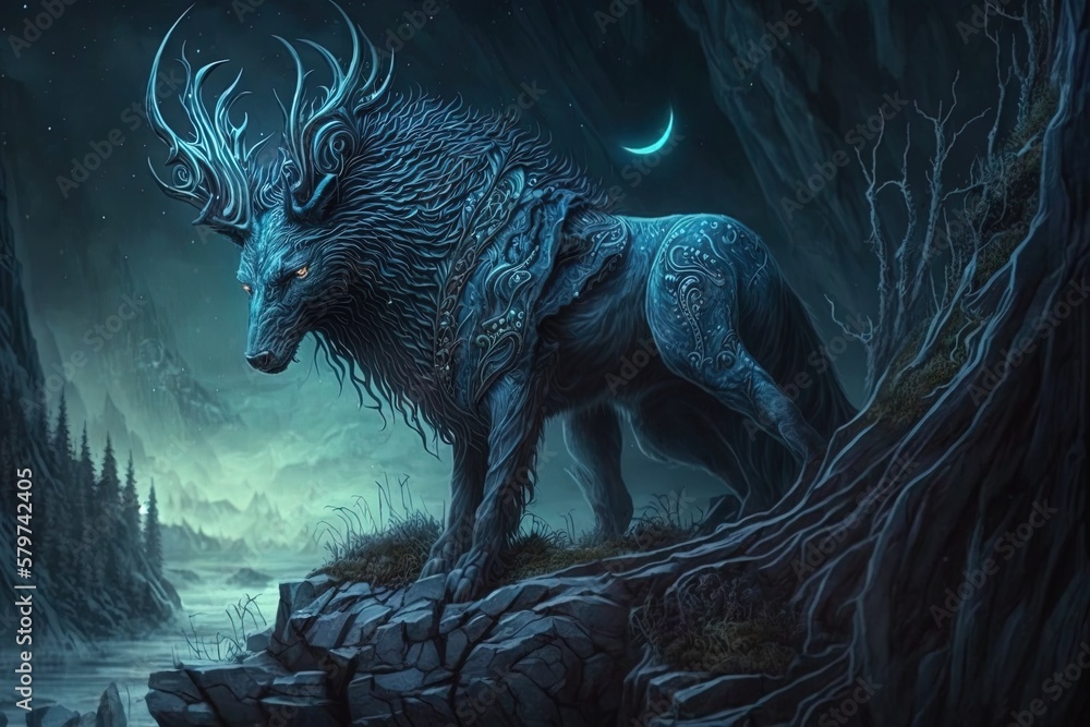 Aufkleber spectral sightings – exploring the mythic majesties of a primordial beast generative ai
