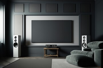 Home cinema in modern interior 