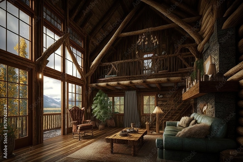 Aufkleber the immaculate craftsmanship of a rustic retreat generative ai
