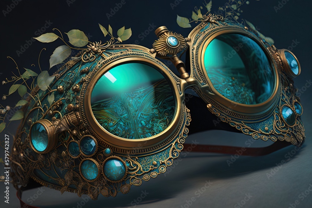 Poster the glittering glint of the fanciful goggles generative ai
