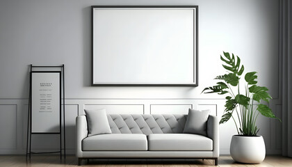 frame blank poster mockup in elegant interior.