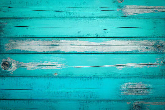 Retro,rustic background with old planks, teal, turquoise vintage color.Vintage beach wood background.