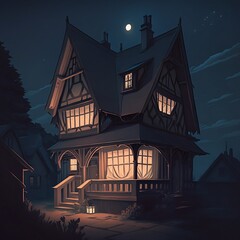 Fototapeta na wymiar haunted house on a hill 