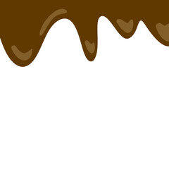 Melting chocolate liquid. Chocolate drips tasty chocolate liquid