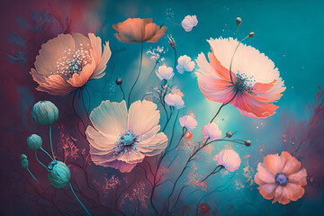 wunderschöner floraler Blumen Hintergrund, farbenfroh, pastell