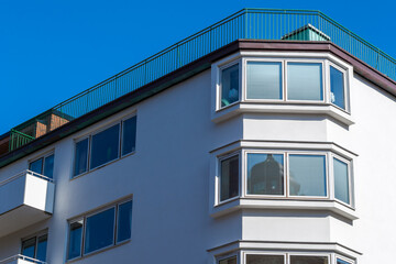 Beautiful exterior of a vintage luxury Swedish apartment building