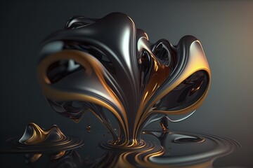 Abstract flowing shiny golden objects. Background