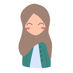 Cute girl character.cartoon girl.smilling cartoon.happy face