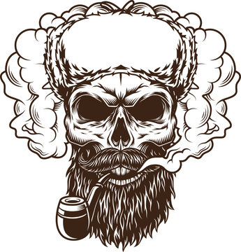  Illustration Skull In Smoke Cloud 2.eps