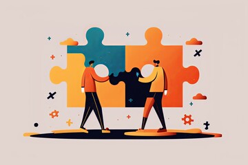 Partners working in connection. Teamwork, partnership and cooperation concept