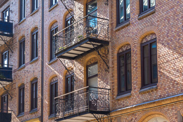 Beautiful exterior of a vintage luxury Swedish apartment building