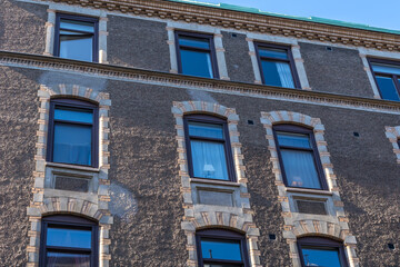 Beautiful exterior of a vintage luxury Swedish apartment building