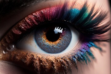 Intense Eye Makeup Tutorial: How to Create Dramatic Eyeshadow and Falsies Look, AI generated