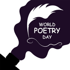 Poetry day world spilled ink and pen, vector art illustration.