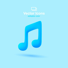 3d vector icon. Social media set. Music player icon. Melody symbol.