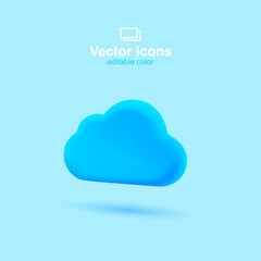 3d vector icon. Social media set. Cloud icon. Digital server symbol.