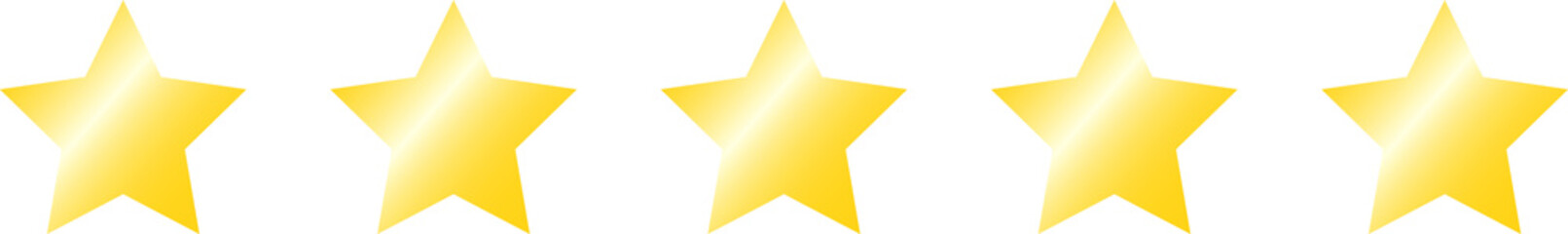 Five star review rating.  Website product review stars. Rating Stars. 5 stars customer product rating.  Flat icon for apps and site