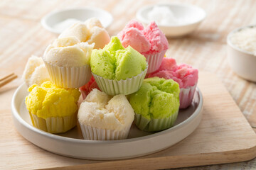 Thai Steamed Cupcakes,colorful sponge cake (Cotton wool cake)