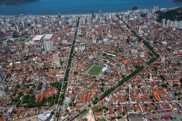 Fototapeta premium Vila Belmiro - Estádio Urbano Caldeira - Santos Futebol Clube. Rua Princesa Izabel