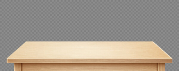 Wooden table isolated on transparent background. Vector realistic illustration