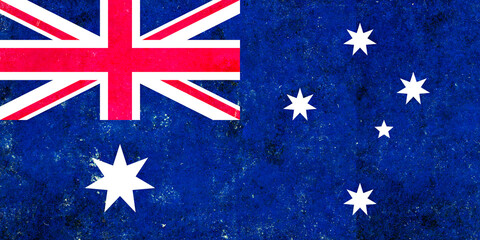 Flag of the Australia with Grunge texture. 