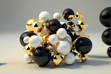 Golden white and black spheres