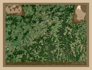 Canton Clervaux, Luxembourg. Low-res satellite. Labelled points of cities