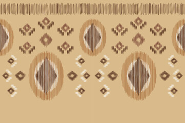 Ethnic Ikat fabric pattern geometric style.African Ikat embroidery Ethnic oriental pattern brown cream background. Abstract,vector,illustration.For texture,clothing,wrapping,decoration,carpet.