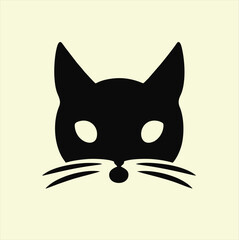 Fototapeta na wymiar Cat head design vector on yellow background. Cat animal icon vector illustration.