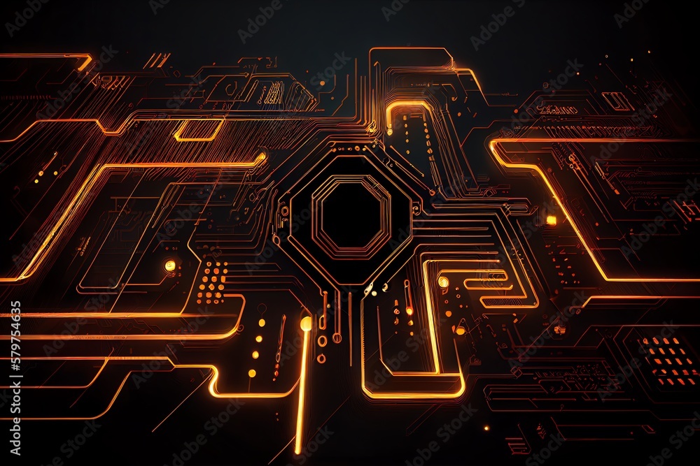 Poster abstract circuit line background. futuristic cyberspace concept. generative ai
