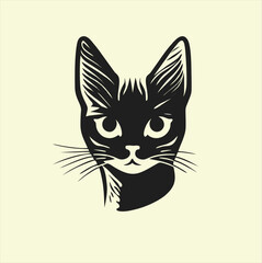 Cat head design vector on yellow background. Cat animal icon vector illustration.